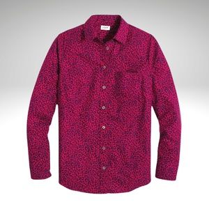 J. CREW Women's Leopard Print Button Up Stretch Cotton Shirt Size XS